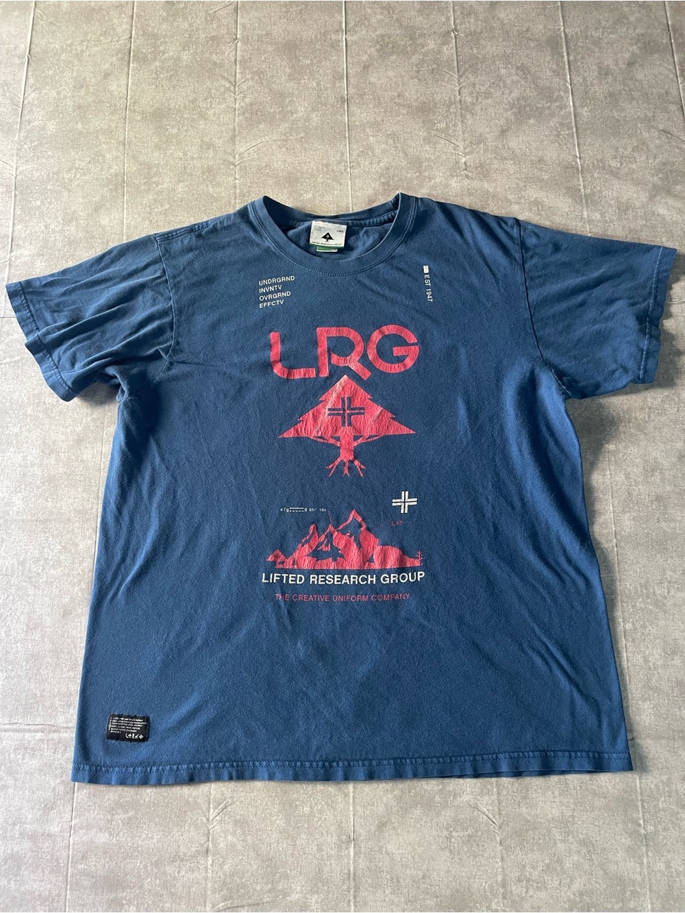 LRG Blue Tee with Pink Graphic Logo